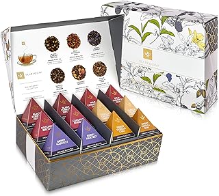 Teabloom Organic Black Forest Pyramid Tea Presentation Box, 12 Assorted Black Tea Blends, USDA Certified Organic Whole-Leaf Pyramid Tea Sachets
