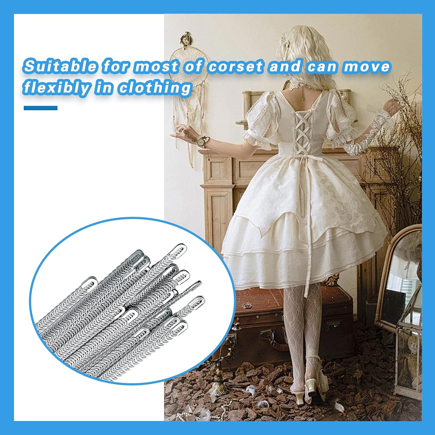 35Pcs 13.7Inch Spiral Steel Metal Boning for Corset, Sewing Corset Boning Precut for Contume Dress (5mm)