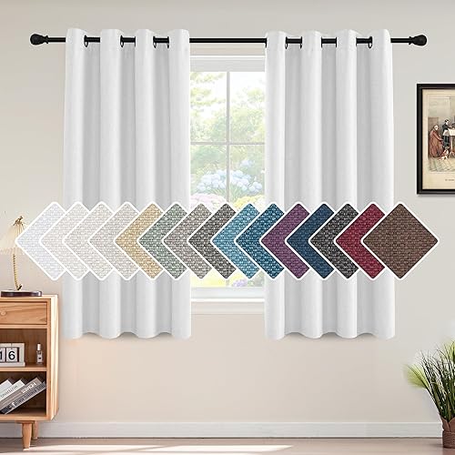 Miniatura 49 de H.VERSAILTEX Cortina de lino para oscurecer la habitación para dormitorio/sala de estar, cortinas opacas extra anchas de 100 x 96 pulgadas