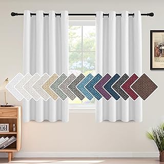 H.VERSAILTEX Linen Blackout Curtain 63 Inches Long for Bedroom/Living Room Thermal Insulated Grommet Linen Curtain Drapes Primitive Textured Burlap Effect Window Drapes 1 Panel - Heather Pure White