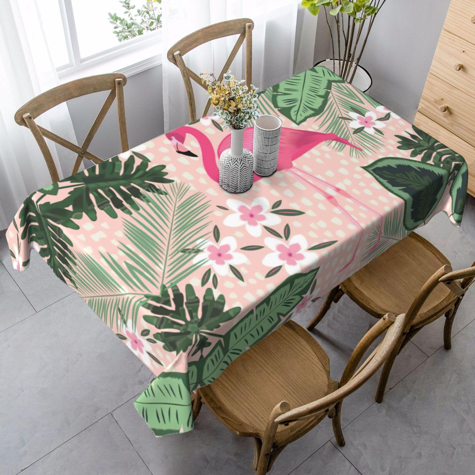 yagDAA Flamingo Print Rectangle Tablecloth Table Cover Indoor Outdoor Dining Room Kitchen Table Cloth 140x90cm