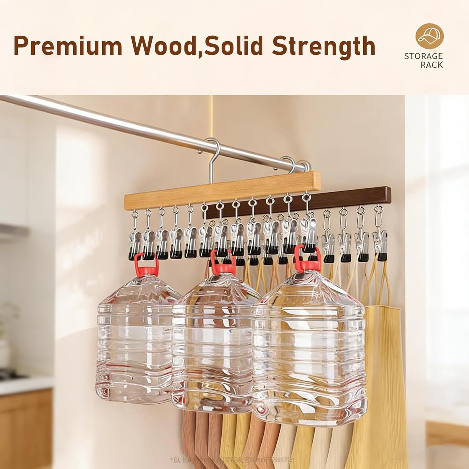 Closet Organizer with 12 Clips, Pants Hangers with Clips, Legging Organizer 360° Rotating Space Saving Hanging Closet Organizers and Storage (Vintage)