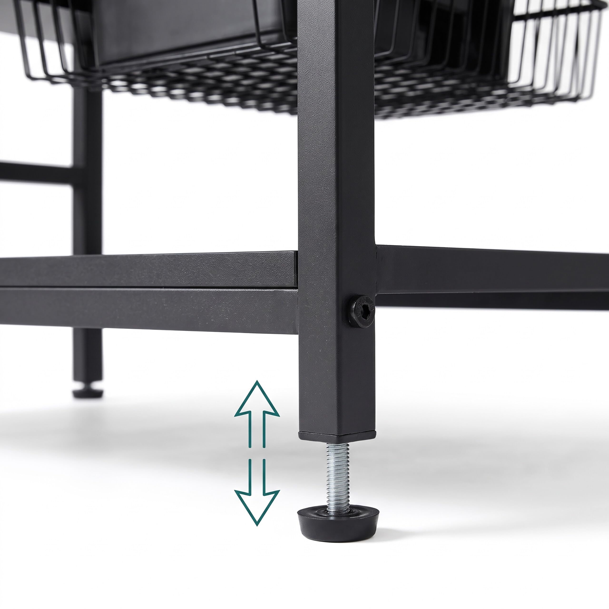 Relaxdays, scaffale per stampante, 3 ripiani, cassetto in metallo, nero