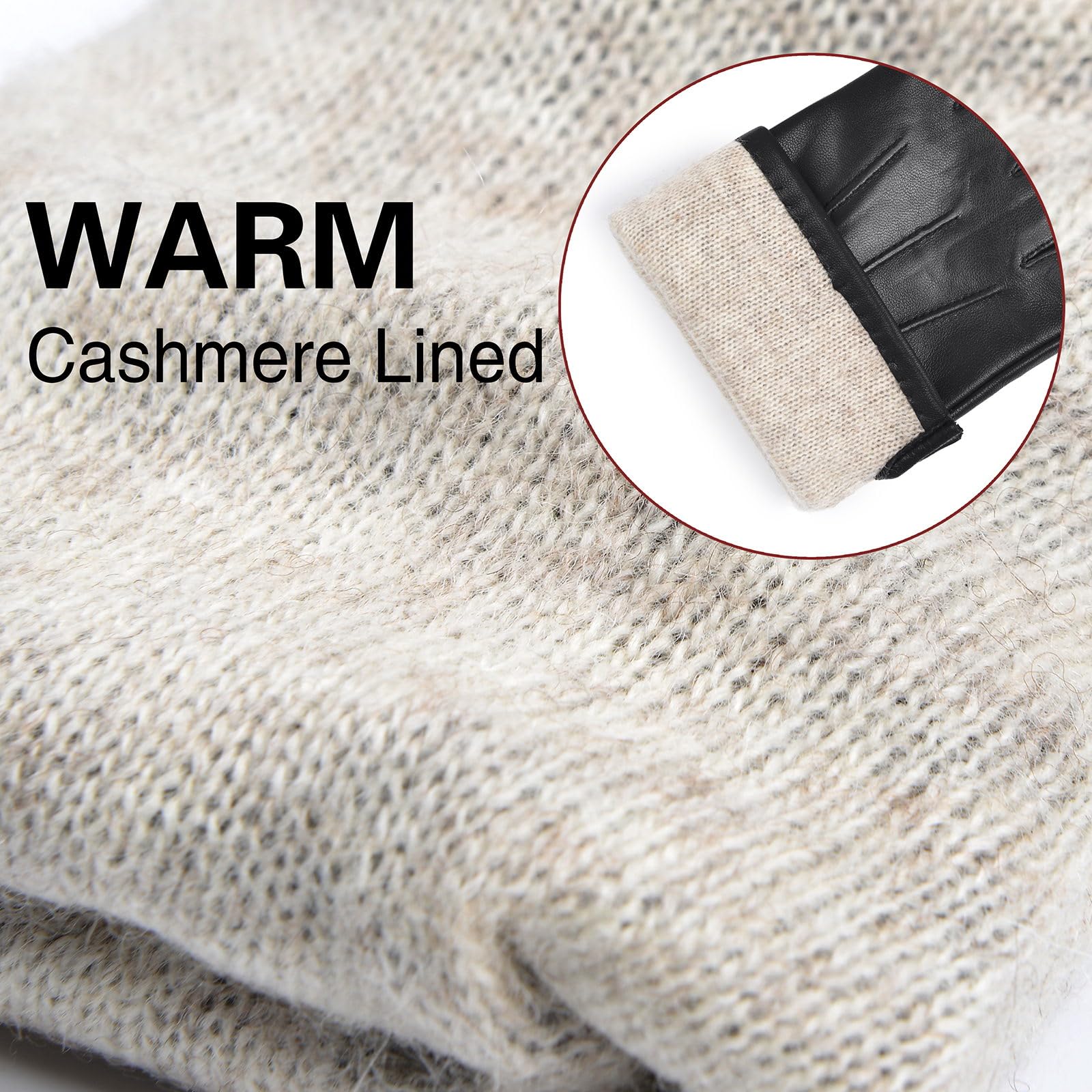 Harssidanzar Guanti da uomo in pelle foderati in cashmere caldi e touchscreen SM052EU