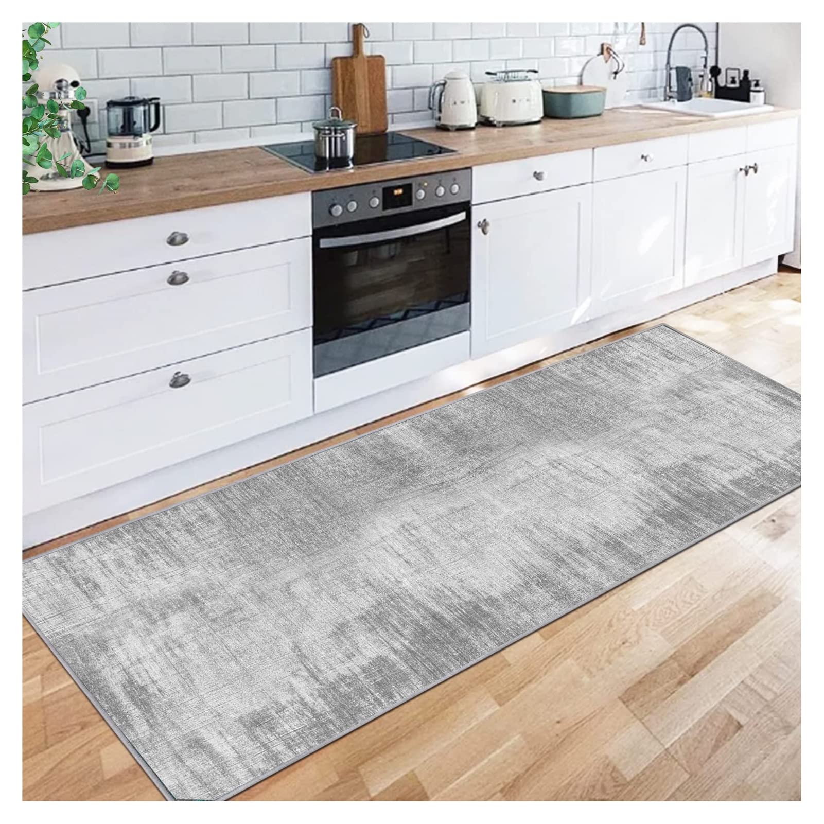 Siunwdiy Abstract Carpet Runner for Hallways Extra Long 50X360CM,Light Grey Non Slip Washable Runner Rug, Modern Narrow Hallway Carpet for Kitchen Living Room Bedroom Entryway, Durable Floor Mat — image 1