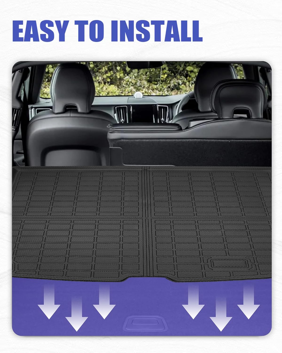 Cargo Liners for Volvo XC60 Accessories 2018-2025 2026 with Hook&Loop Rear Trunk Mat Rear Seat Back Cover Protector All Weather Anti-Slip Split Dog Liner