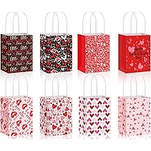 Spakon 8 Pcs Valentines Day Gift Bags Valentines Paper Gift Bags with Handles Bag for Cards, Galentines, Teacher Present, Classroom Party, Wedding Birthday Party Favor (5.5 x 4 x 2.75 Inch)