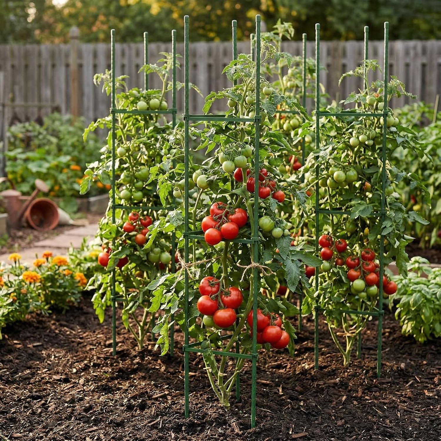 G-LEAF Tomato Cages for Garden, 5ft Tomato Trellis for Raised Garden Bed, Gardening Cage Plant Support for Climbing Plants