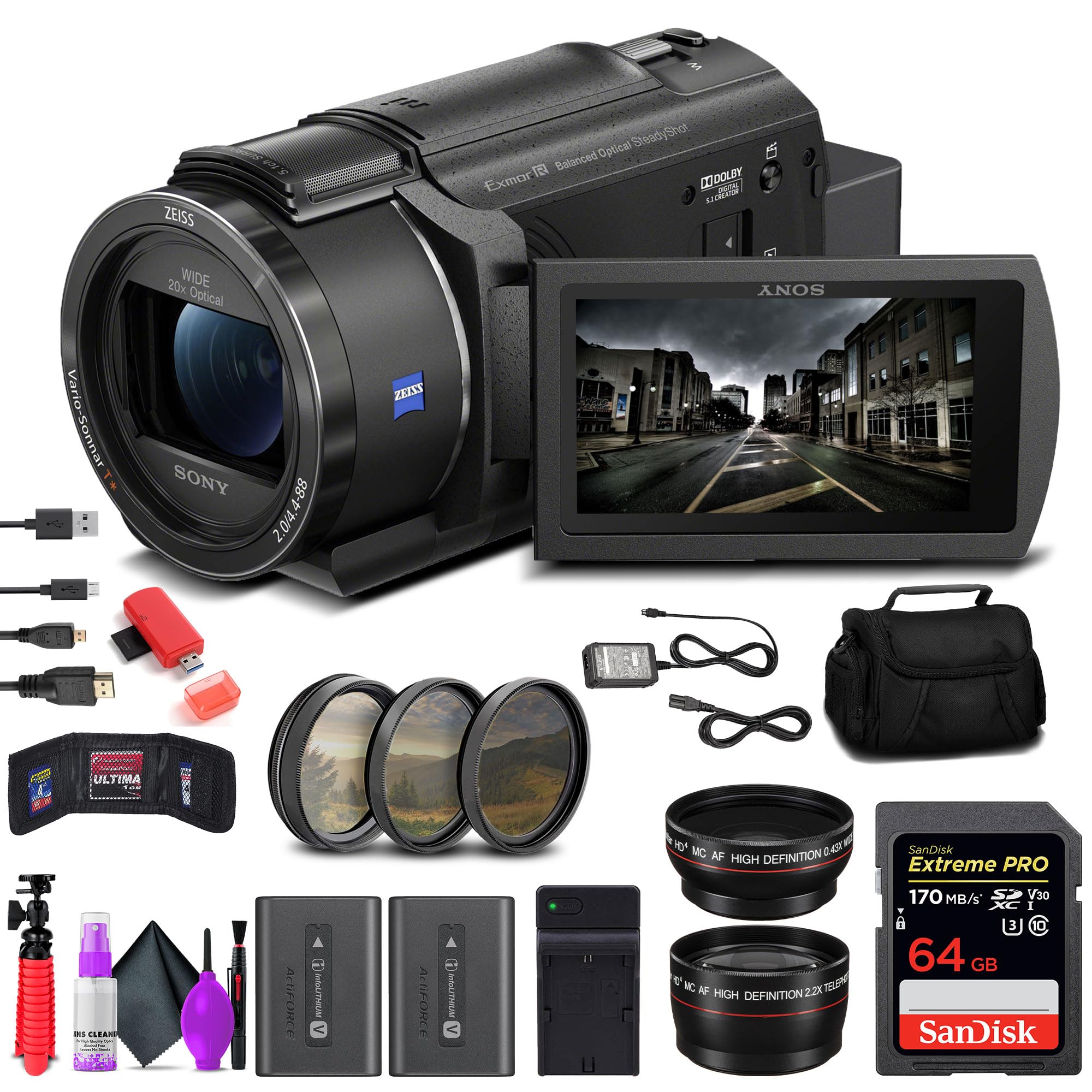 Amazon.com : Sony FDR-AX43 UHD 4K Handycam Camcorder (FDRAX43/B) +