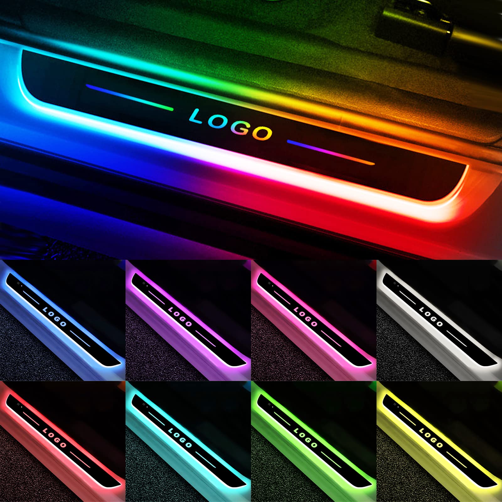 LED-Induktionslicht einstiegsleisten, Personalisiert Foto/Text 7 Farben Innenbeleuchtung Auto, Verkabelungsfreie wasserdicht Willkommenslicht Car Door Geschenke für alle Automodelle