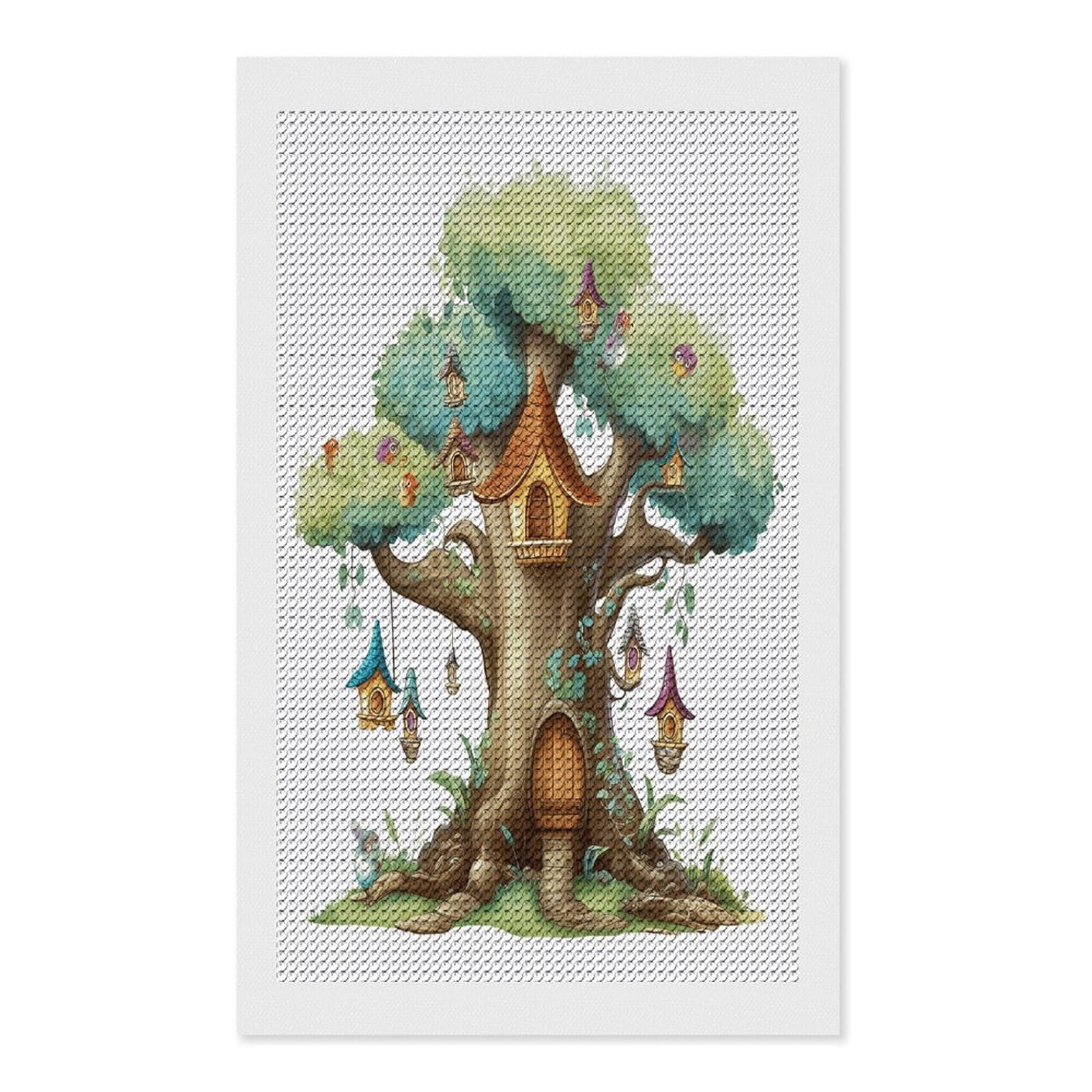 FekiLoot Cute Fairy Tree Diamond Art Kits for Adults Diamond Painting Kits for Beginners DIY Diamond Art Kits Round Full Drill Diamond Dot Gem Painting for Home Wall Decor Gift 12"x20"