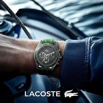 Lacoste Chronograph Quartz Watch for Men MAINSAIL Collection with Stainless Steel Bracelet or Silicone Strap