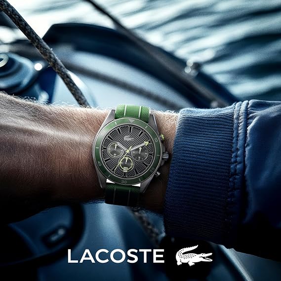 Lacoste Chronograph Quartz Watch for Men MAINSAIL Collection with Stainless Steel Bracelet or Silicone Strap