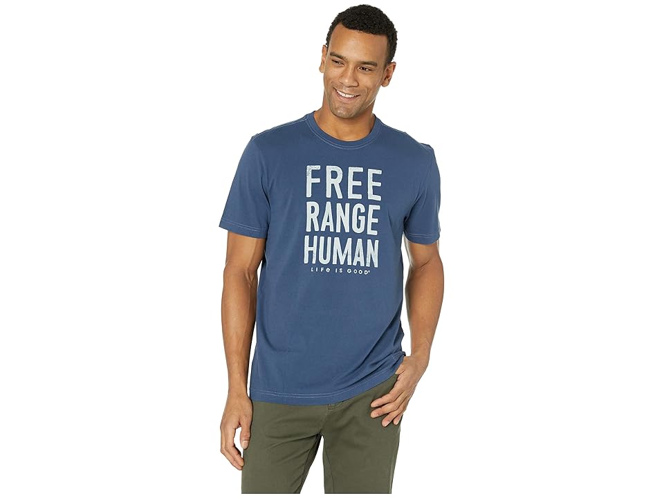 

Life is Good Free Range Human Crusher Tee (Darkest Blue 2) Men's T Shirt