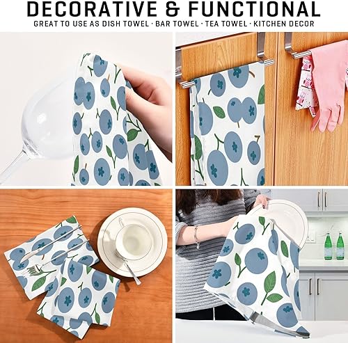 Miniatura 7 de Juego de 4 paños de cocina Abstrac Blueberry, ultra suaves, absorbentes, toallas de cocina, toallas de mano, paños de limpieza reutilizables, de
