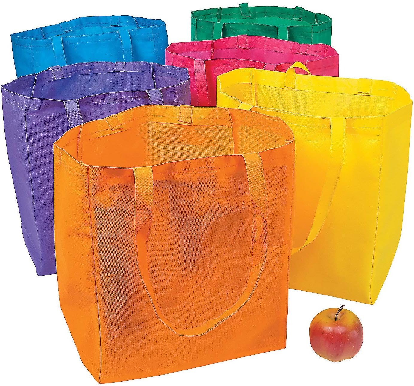Reusable Bright Shopping Tote Bag Set of 12)