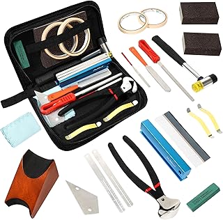 Meideal Guitar Fret Repairing Maintenance Luthier Tool Kit with Fret Puller, Fret Hammer, Fret Files, Fret Leveler, Fret Rocker, Fret Eraser, Guitar Neck Rest, String Spreaders, Sanding Sponges
