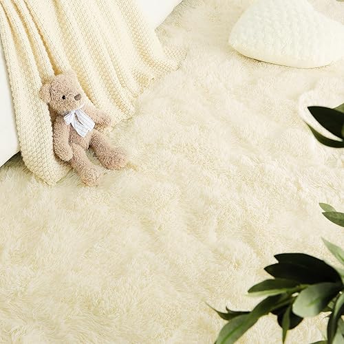 Miniatura 91 de LOCHAS Alfombra esponjosa para dormitorio, 2.6 x 5.3 pies, alfombra lanuda para dormitorio, mesita de noche, alfombra ovalada suave para sala