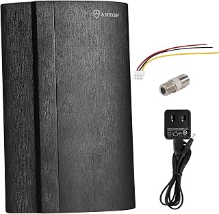 AM/FM Antenna - Antop AT-212FM with Built-in Digital Booster to Improve Reception, Includes 6ft Coaxial Cable - FM Antenna for Stereo Receiver Indoor