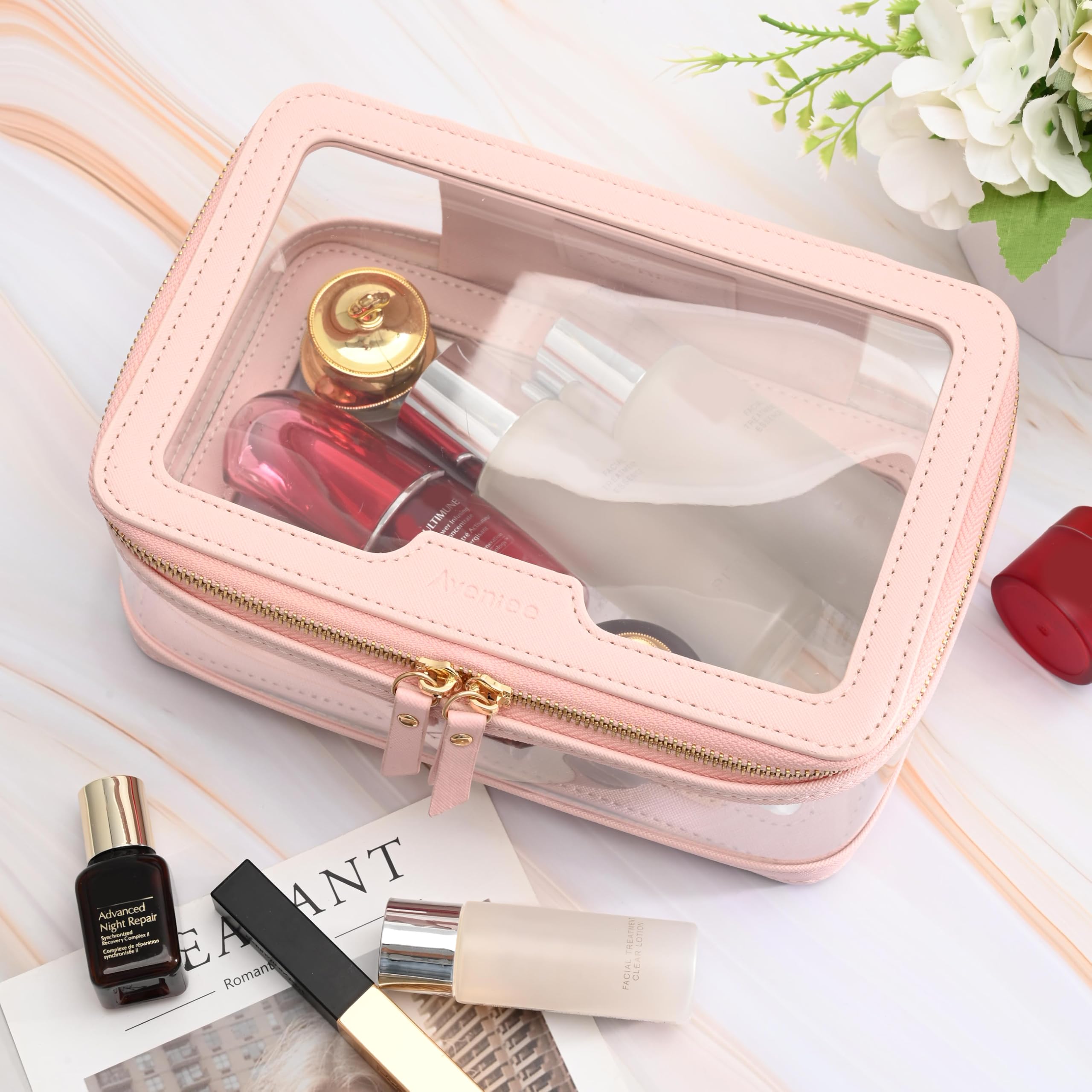 Aveniee Clear Makeup Bag, Large Travel Cosmetic and Toiletry Organizer