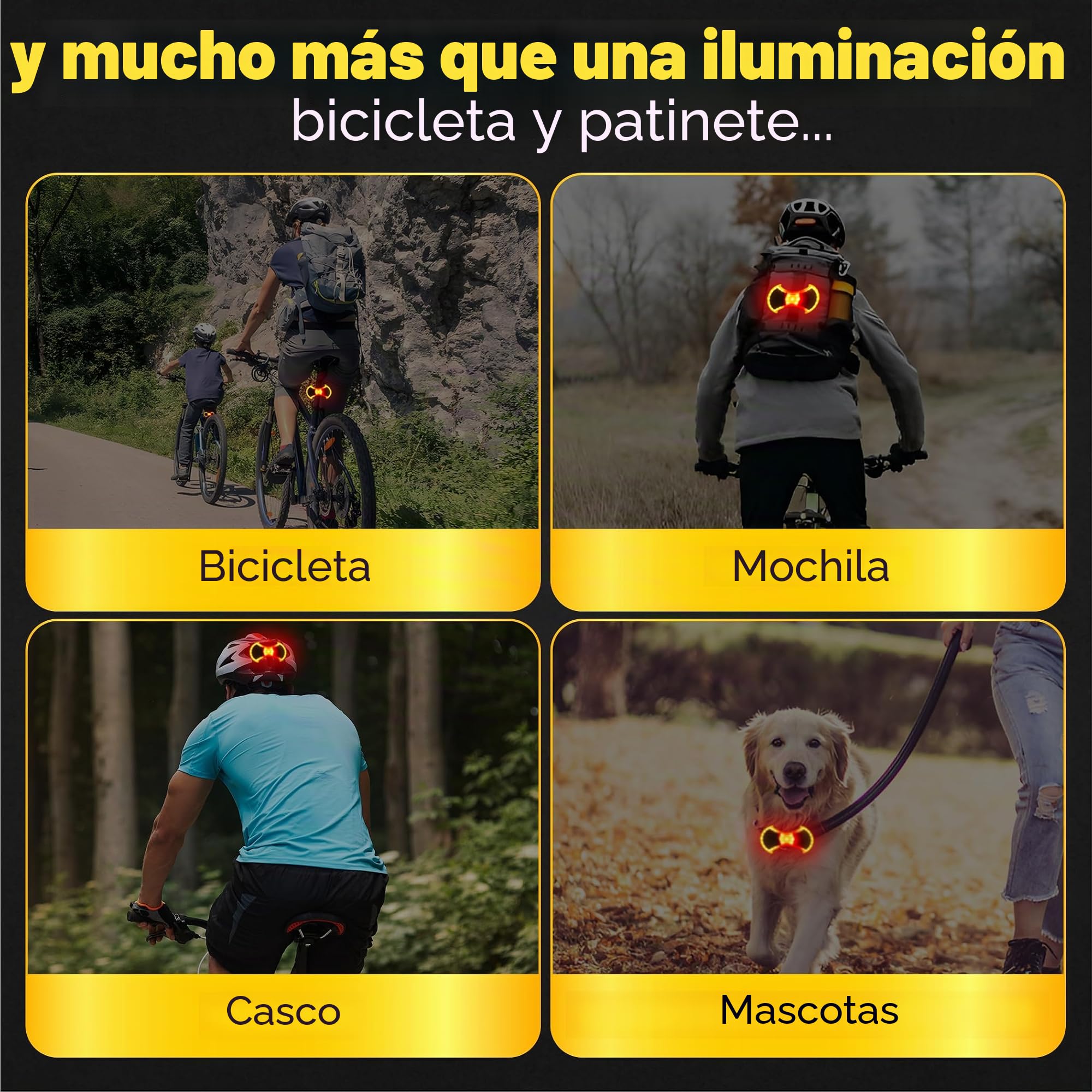 Luces delanteras y traseras con señales de giro para bicicleta y scooter: accesorios y montaje universal para scooter incluidos, control remoto inalámbrico, luz LED recargable por USB