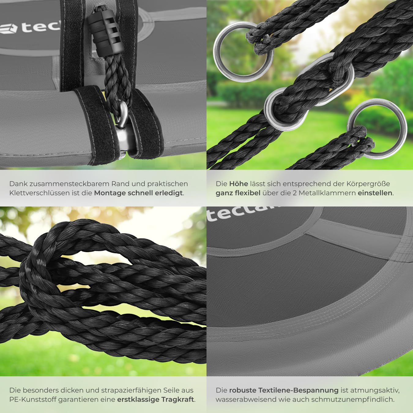 tectake® Nestschaukel, Korbschaukel bis 120 kg belastbar, Schaukel für Kinder und Erwachsene, Outdoor Gartenschaukel oder Indoor Hängesessel, Spielzeug für Garten oder Kinderzimmer (GRÖßE Ø 120 cm)