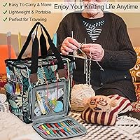 Vista 2 de Coopay Bolsa de ganchillo y tejer, organizador de viaje para manualidades, ganchos, agujas, madejas, pintura de diamantes, suministros (verde bosque)