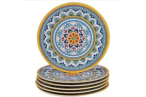 Certified International Portofino 11" Melamine Dinner Plates Set of 6 for Outdoor Use