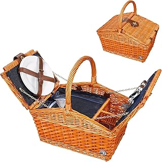 cilio 156812 Salerno - Cesta de picnic (mimbre, 38 x 26 x 37 cm), color marrón