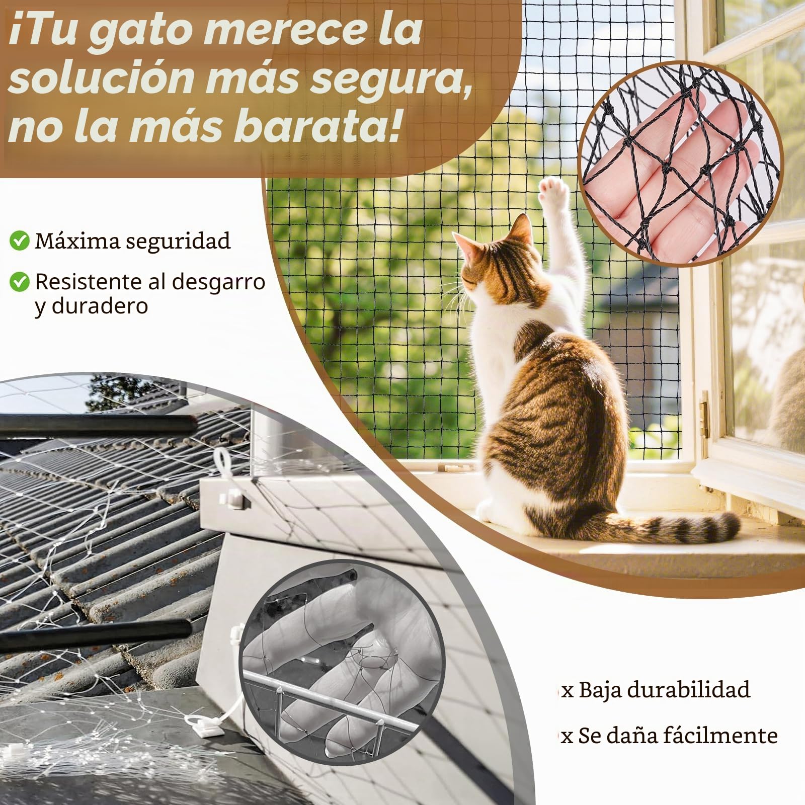 Aystkniet Red para gatos para balcón sin taladrar, incluye gancho adhesivo y adhesivo de silicona, 3 x 2 m, 4 x 2 m, 6 x 2 m, 8 x 2 m, 10 x 2 m, 4 x 3 m, 6 x 3 m, 8 x 3 m, 10 x 3 m, 12 x 3 m, 16 x 3 m