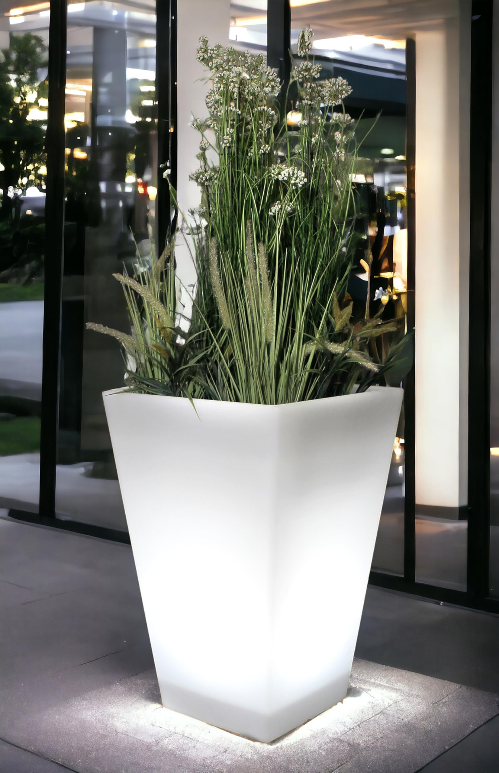 Arnusa Vaso da fiori grande a LED 69,5 x 45 cm illuminato RGB con telecomando PL409S vaso da fiori moderno vaso da fiori batteria e cavo di alimentazione interno § esterno
