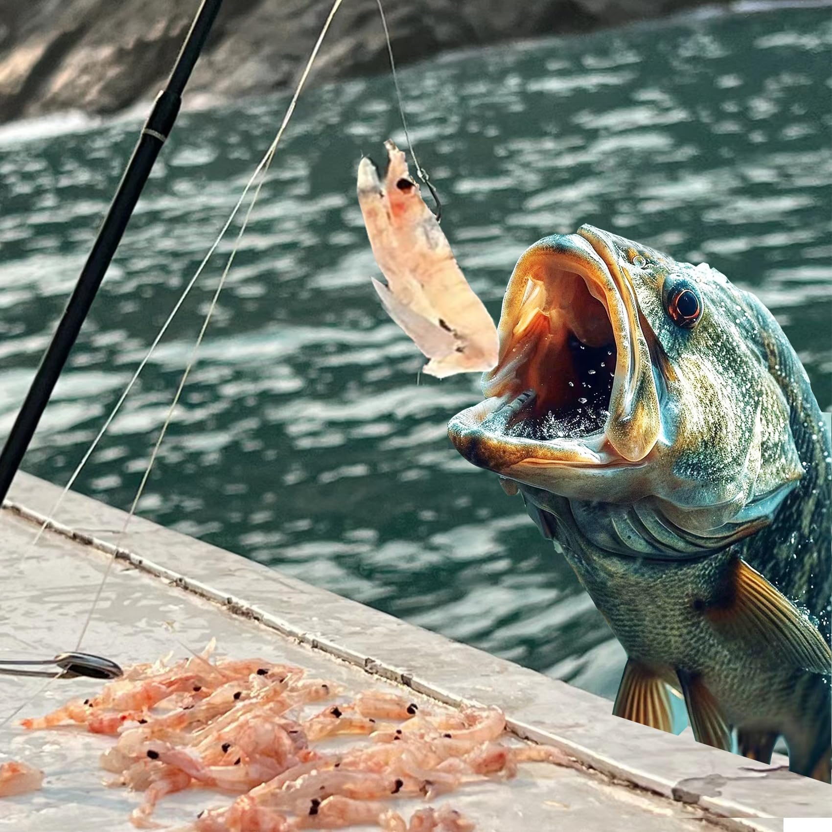 Set di ami per gamberetti vivi, ami da pesca in acciaio al carbonio spinato per acqua dolce e salata, esca per gamberetti, spigola, carpa, pesce gatto esca