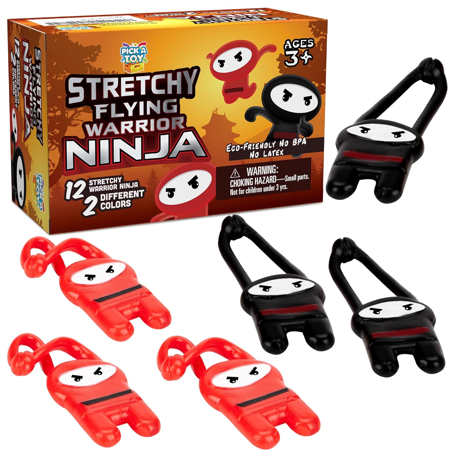 Pick A Toy Stretchy Flying Ninjas [12Pieces] Elastic Slingshot Ninja