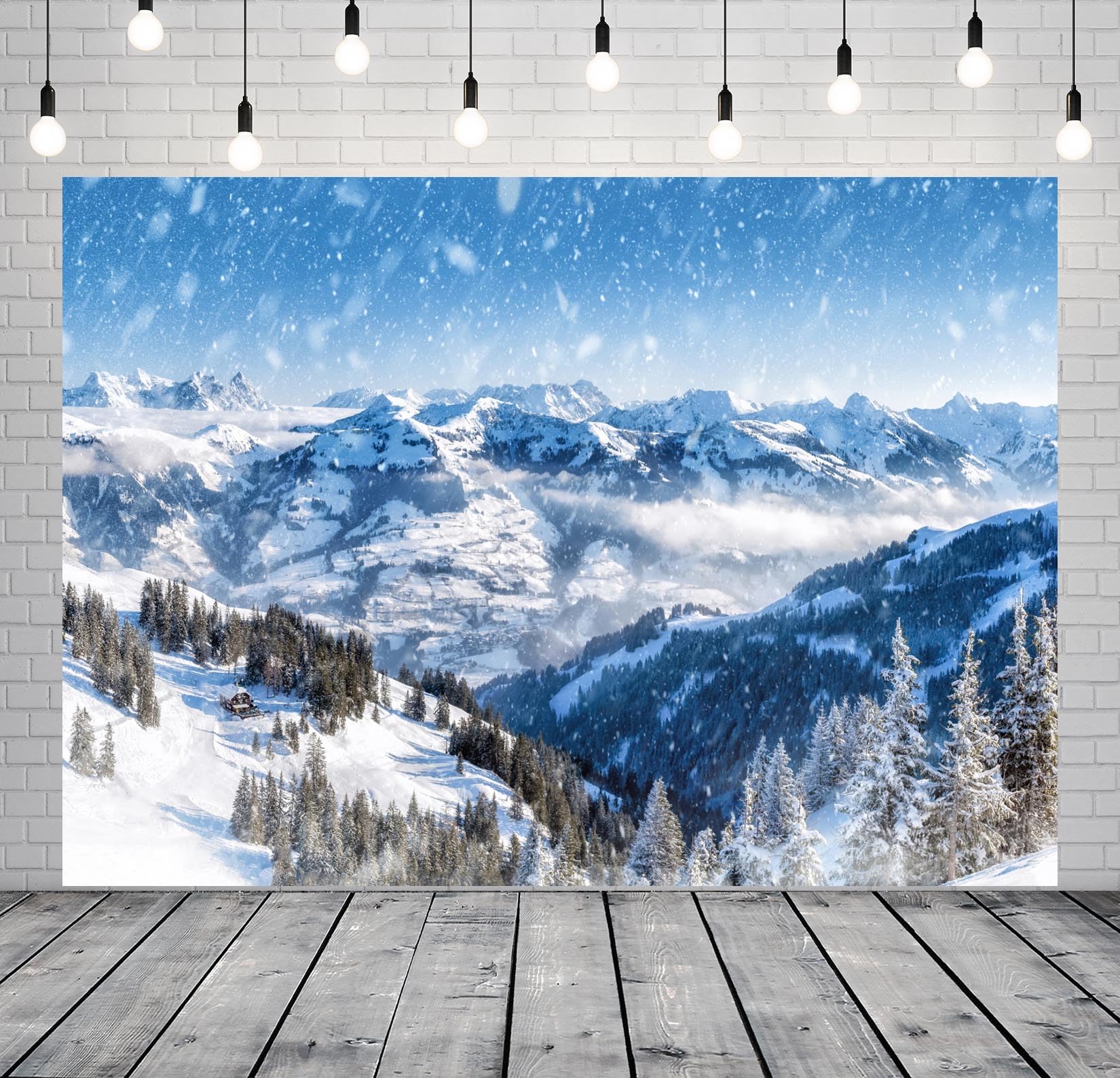 専用10×5 Amazon.com : Loccor 10x6.5ft Fabric Winter Snowy Mountain Backdrop