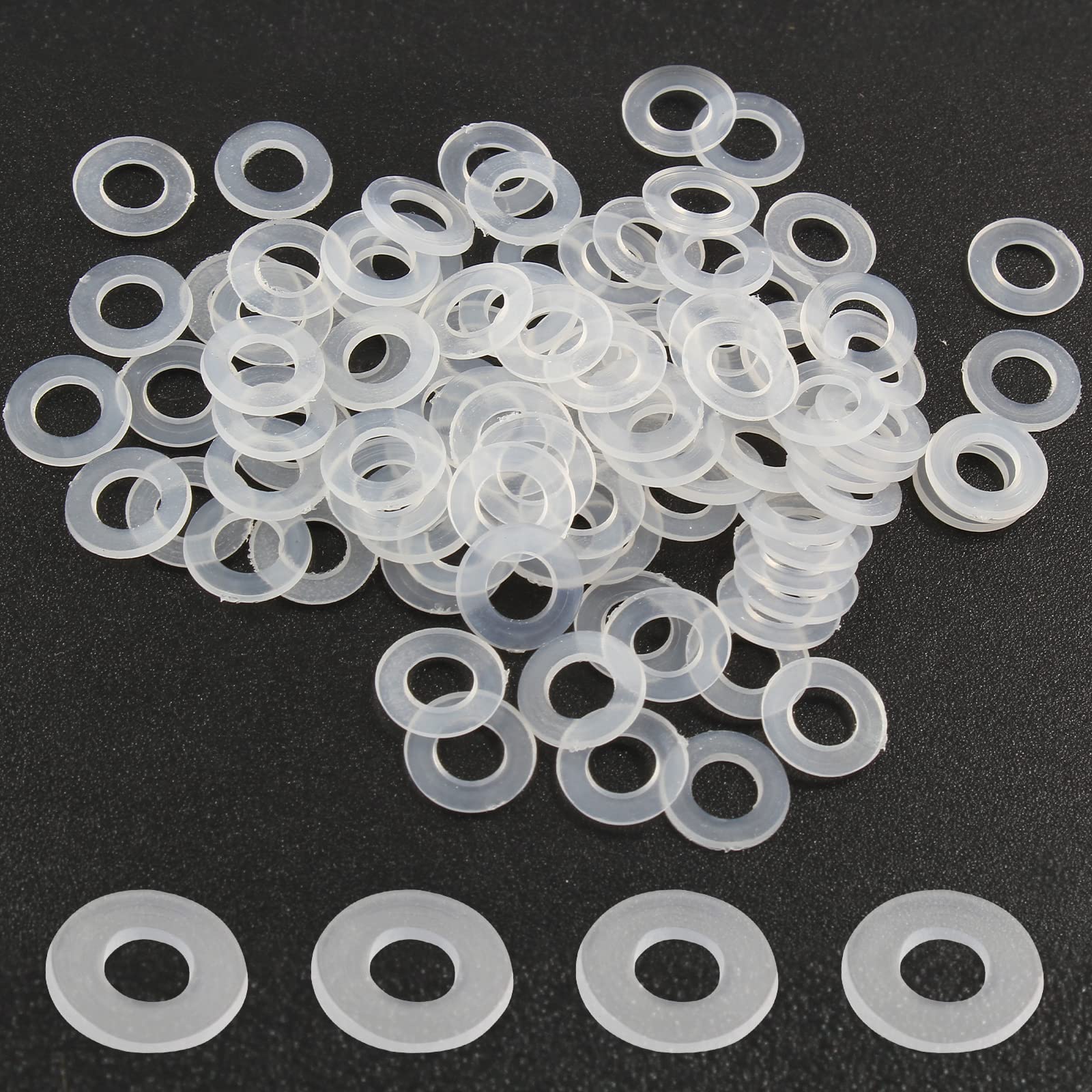 100 Pack M5 Nylon Washers Clear Flat Washer, 5mm ID 10mm OD 1mm Thickness Faucet Plastic Gasket, Metric Transparent Gasket Sealing Washer Spacer Flat Hose Washer for Water Pipe Water Hose-picture-13