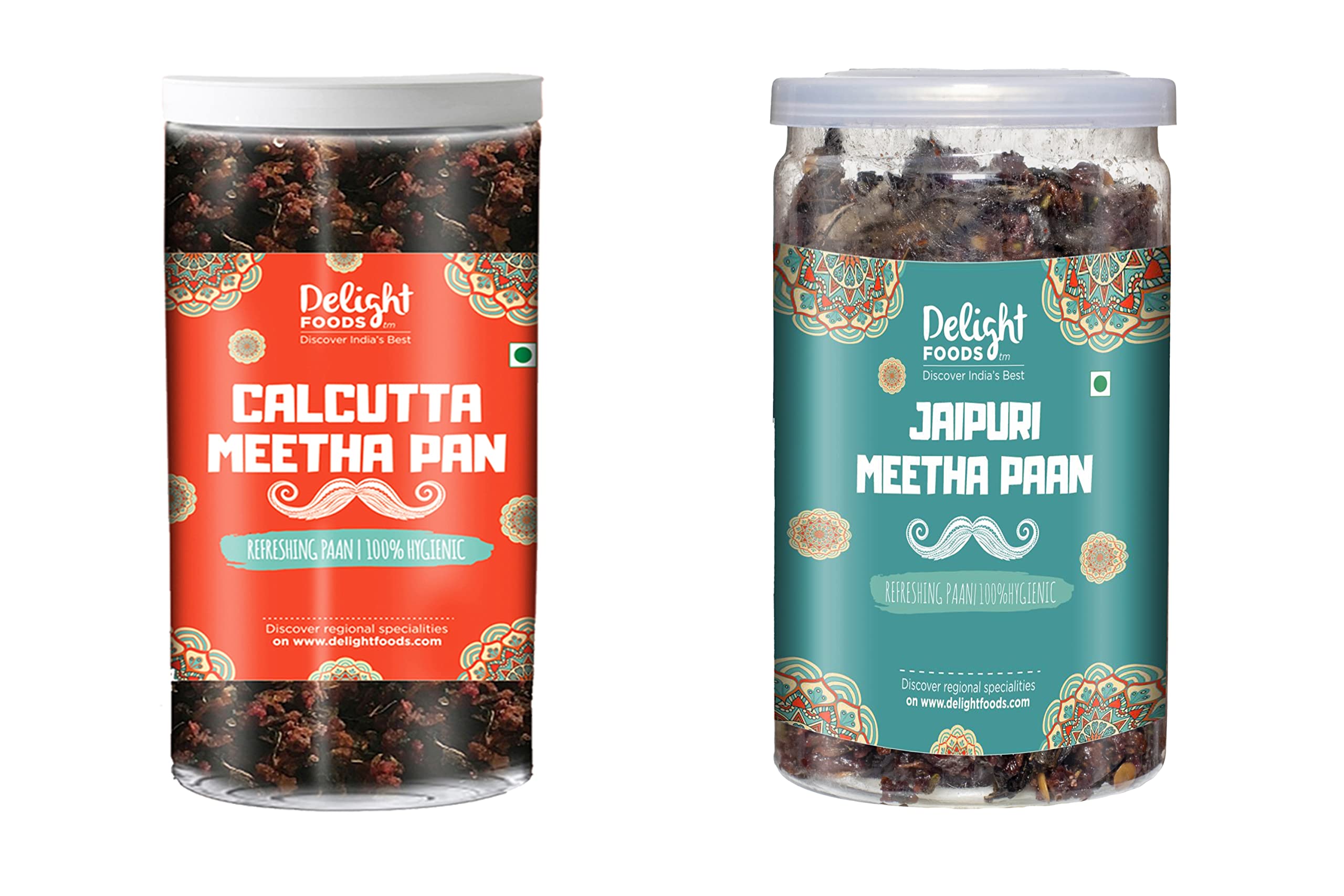 Delight Foods Calcutta Meetha Paan and Jaipuri Meetha Paan Mukhwas Mouth Freshener, 200g (100gm each) |Sweet Paan Hygienically Packed Traditional Mukhwas & Paan | Premium Mouth Freshener (B0BVVX28HB) Amazon Price History, Amazon Price Tracker