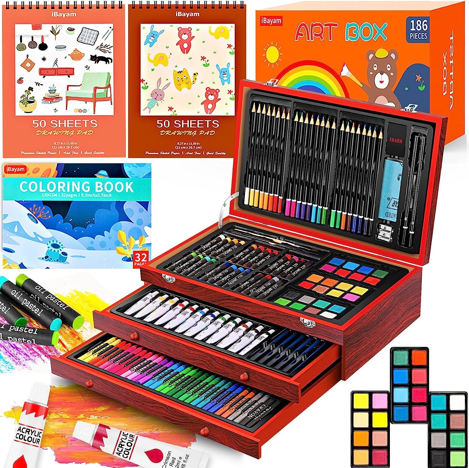 iBayam Deluxe Art Set, 195Pack Artist Gift Box, Arts and