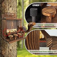 Vista 4 de Comedero carbonizado para ardillas, comederos grandes para ardillas para exteriores, divertida barra de nueces para ardillas, caja de madera