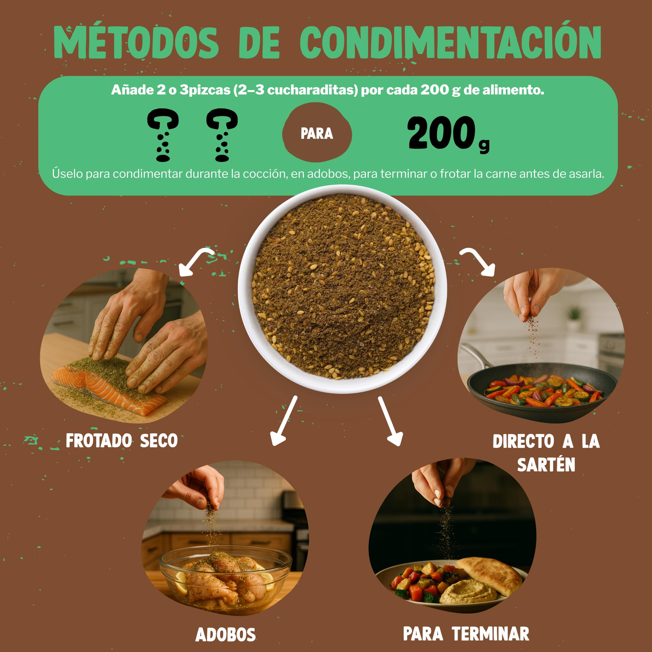 THE PINCH Zaatar Sazonador Árabe 100% natural - Sabor Auténtico del Líbano, con sumac. Fácil de usar en ensaladas, verduras asadas, hummus, panes y batatas dulces. Paquete 45g.