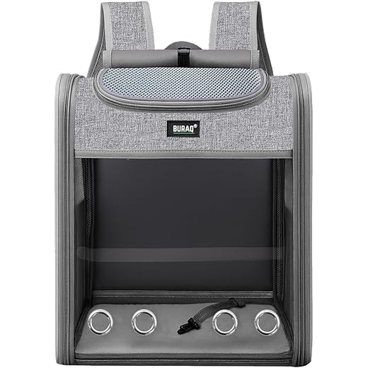 Buraq Spacious Cat Backpack Carrier - Large Space Travel Bag, Bubble Window, Side Exit, Breathable Mesh, Airline Approved, Durable Pet Carrier for Cats & Small Dogs (Grey)