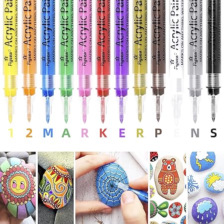 Acrylstifte Marker Stifte Kincam 0 7mm Wasserfest Acrylfarben Marker Set Fur Keramik Glas Holz Stoff Leinwand Tassen Steine Scrapbooking Fotoalbum Diy 12 Farben Amazon De Kuche Haushalt Wohnen