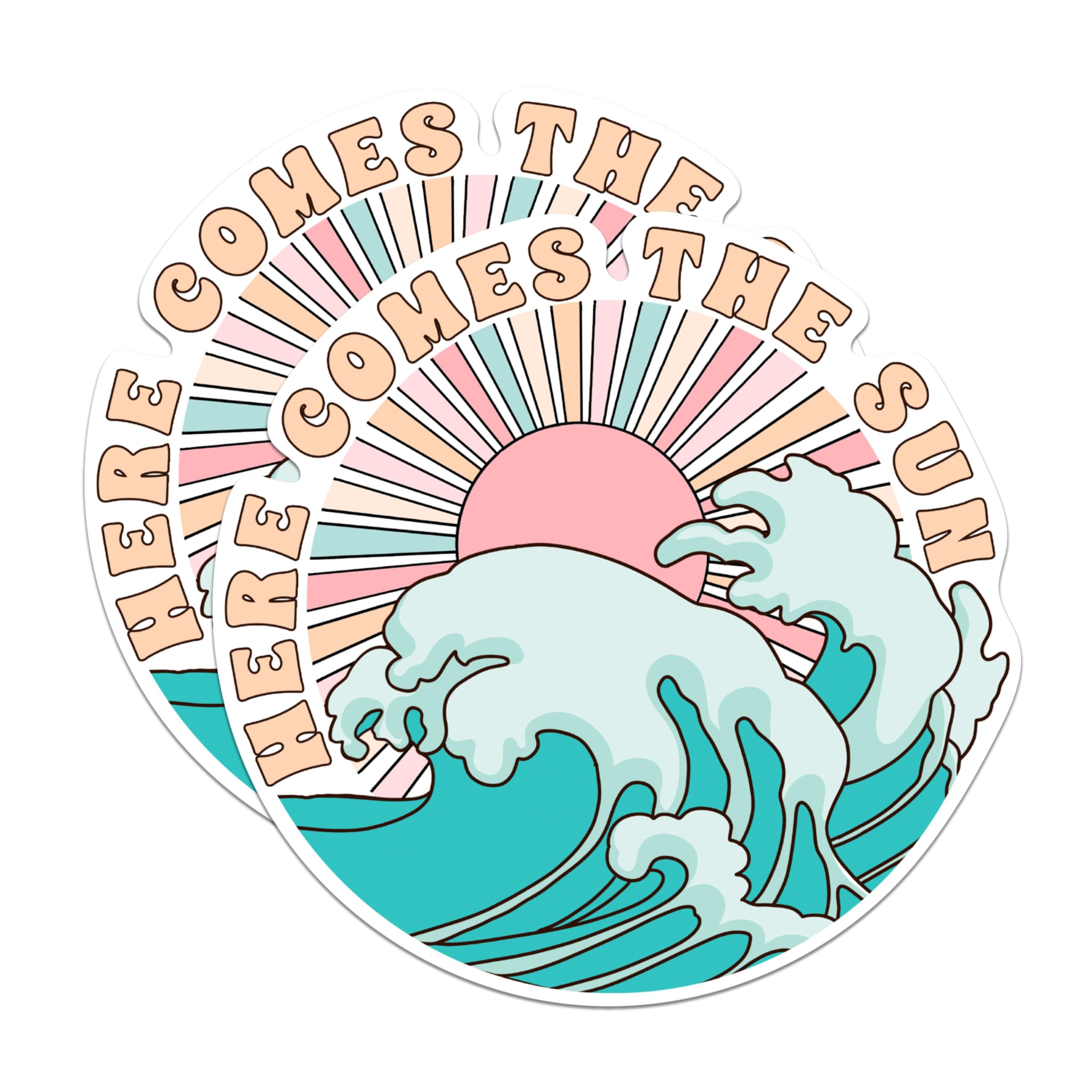 Stickers Here Comes The Sun vinyle ocean sunrise pour décoration voiture et ordinateur portable