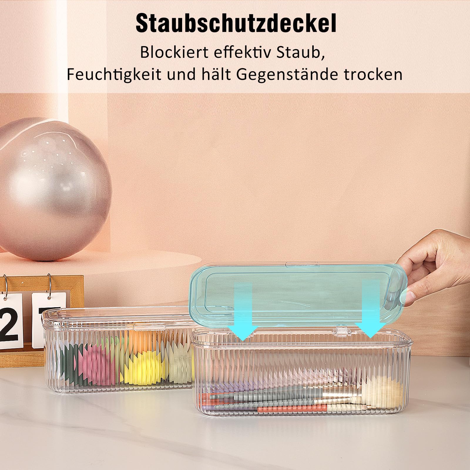 JessLab Makeup Pinselhalter Organizer, Klarer Schmink-Schwamm Behälter, Kosmetik-Aufbewahrung mit Deckel, 1 Fach (2 Pack)