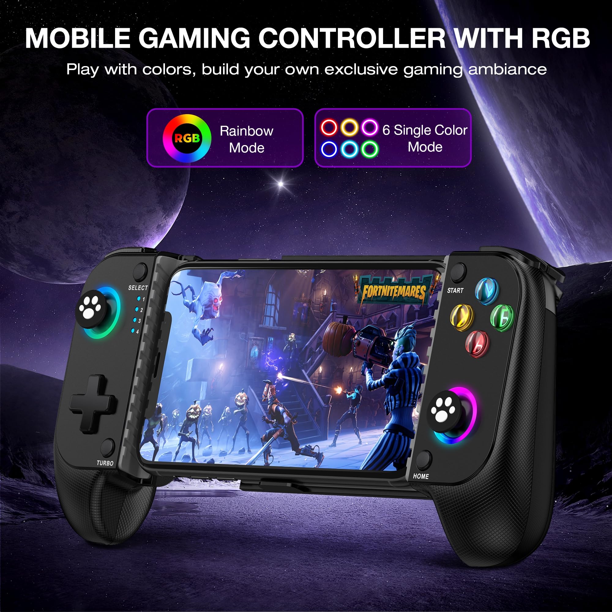 Controller mobile per iPhone, controller per smartphone per Android con joystick ad effetto Hall, controller mobile Bluetooth con supporto per PS Remote Play/Xbox Cloud/MFi Apple Arcade/Roblox