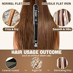 Steam Hair Straightener and Curler, Professional Steam Straightener for Hair Ceramic Tourmaline Steam Flat Iron, Vapor Dual Voltage 2 in 1 Straightening Curling Iron, LED Display with Adjustable Temp