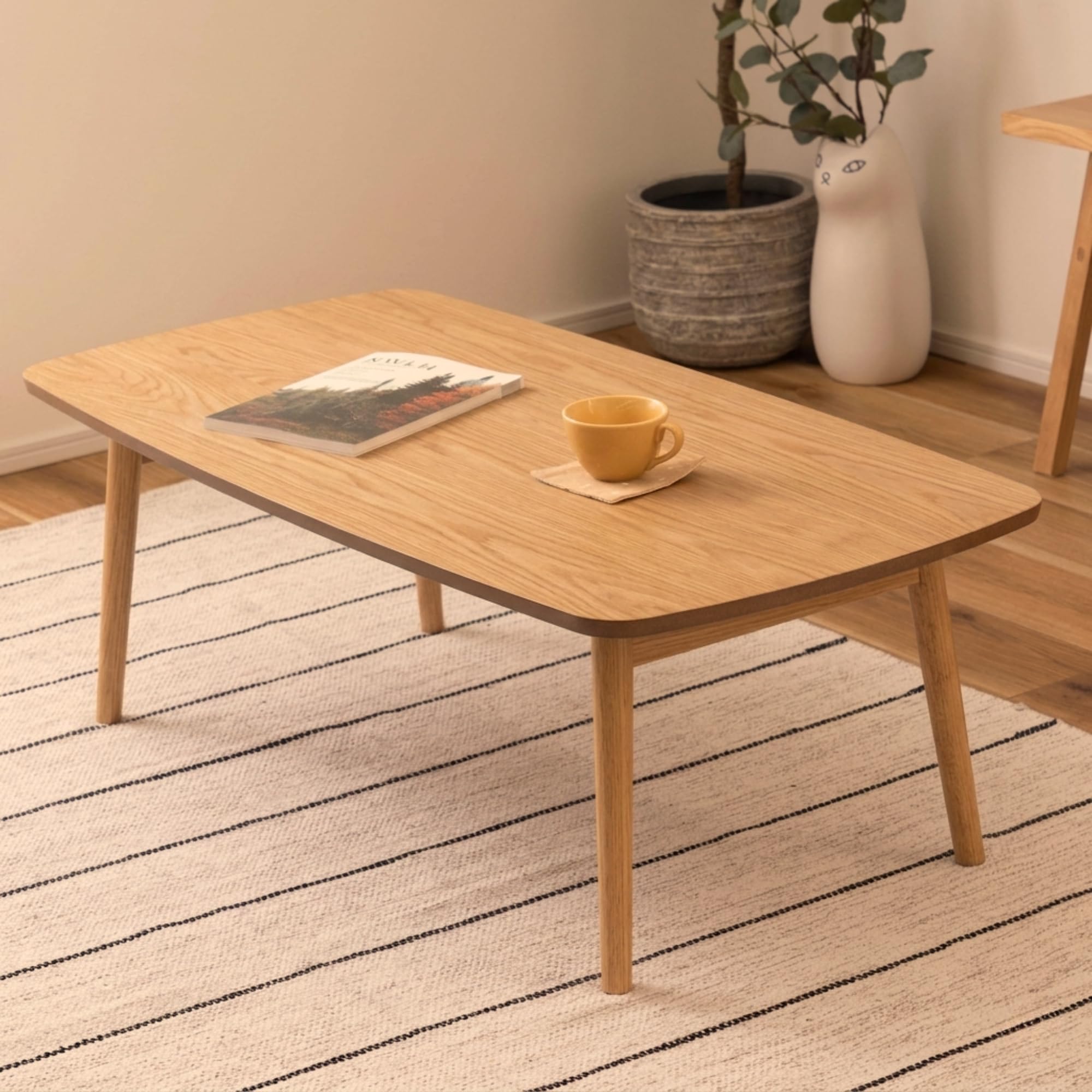 AZUMAYA Folding Legs Table W41.3 x D20.5 x H13.8 Inches Natural