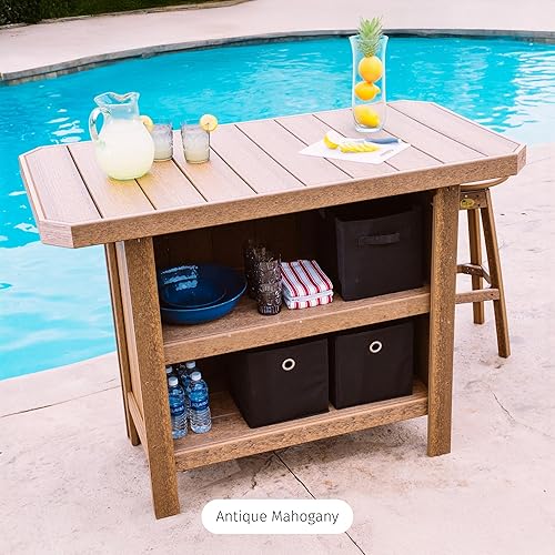 Miniatura 5 de LuxCraft Mesa de bar de poliéster para exteriores, fabricada con plásticos reciclados, fabricada en Estados Unidos (caoba antigua y negro)