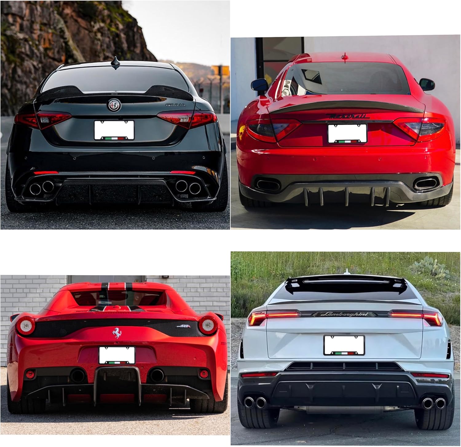 carps, (Pack of 2) Italy License Plate Frame Aluminum with Carbon Fiber Finished Screw and Caps Included Italian Flag