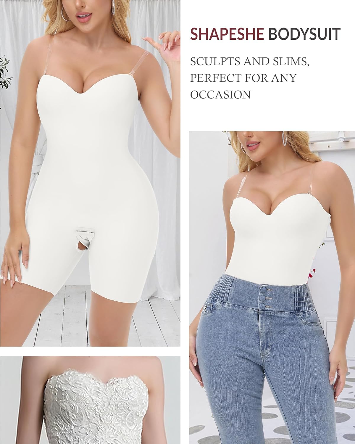 Strapless Shapewear Bodysuit for Women Compression Tummy Control Seamless Shapewear Full Body Shaper Bodysuit - Image 6