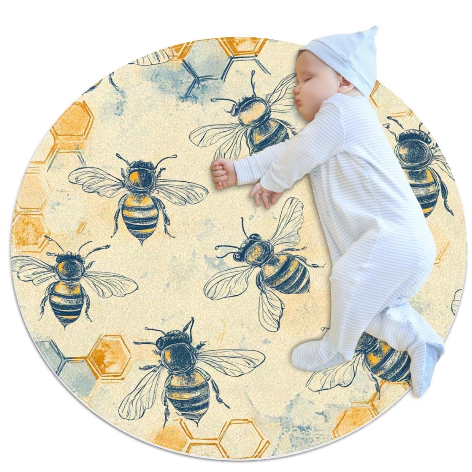 Tapis de sol nid d'abeilles rond pour décorer une chambre d'enfant cosy